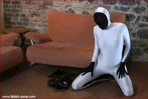 Black and white spandex costume on sexy Zentai doll [FULL HD 1080p] â€“ Latex  and rubber fetish