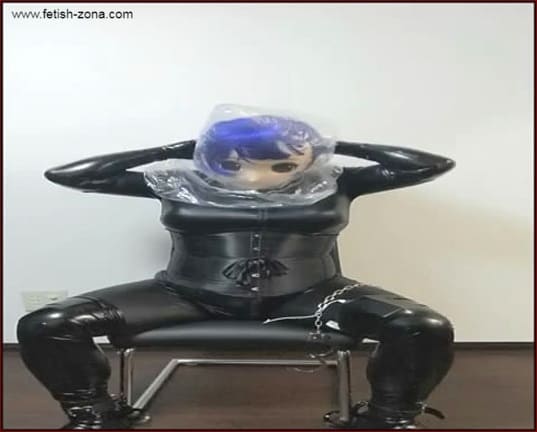 Amateur breath play from girl in Animega mask