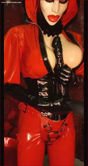 Dom woman from Germany in red latex